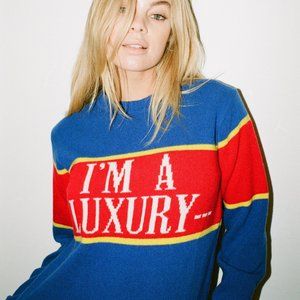 NWT Rowing Blazers Blue "I'm a Luxury" Sweater by Gyles & George